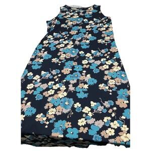 DIALOGUE Maxi Dress Blue Floral Spring Colorful Resortwear Sleeveless Stretch 1X